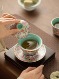 Enamel "Myriad Flowers" Gaiwan Tea Set